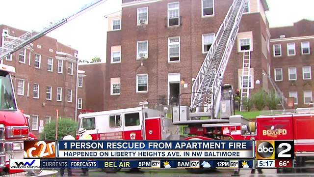 One person rescued from apartment fire in Liberty Heights