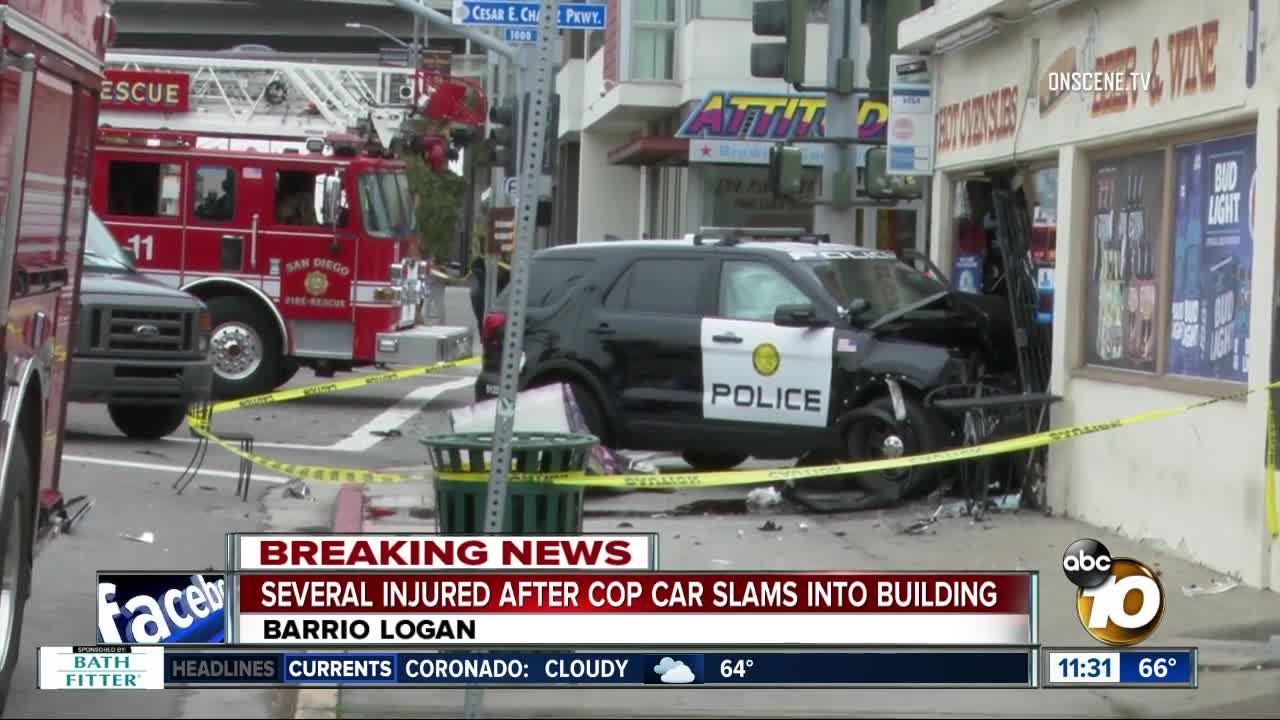 3 people injured after police vehicle crashes into Barrio Logan store