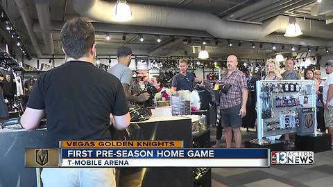 Fans stock up on hockey gear for Knights vs. Coyotes preseason opener