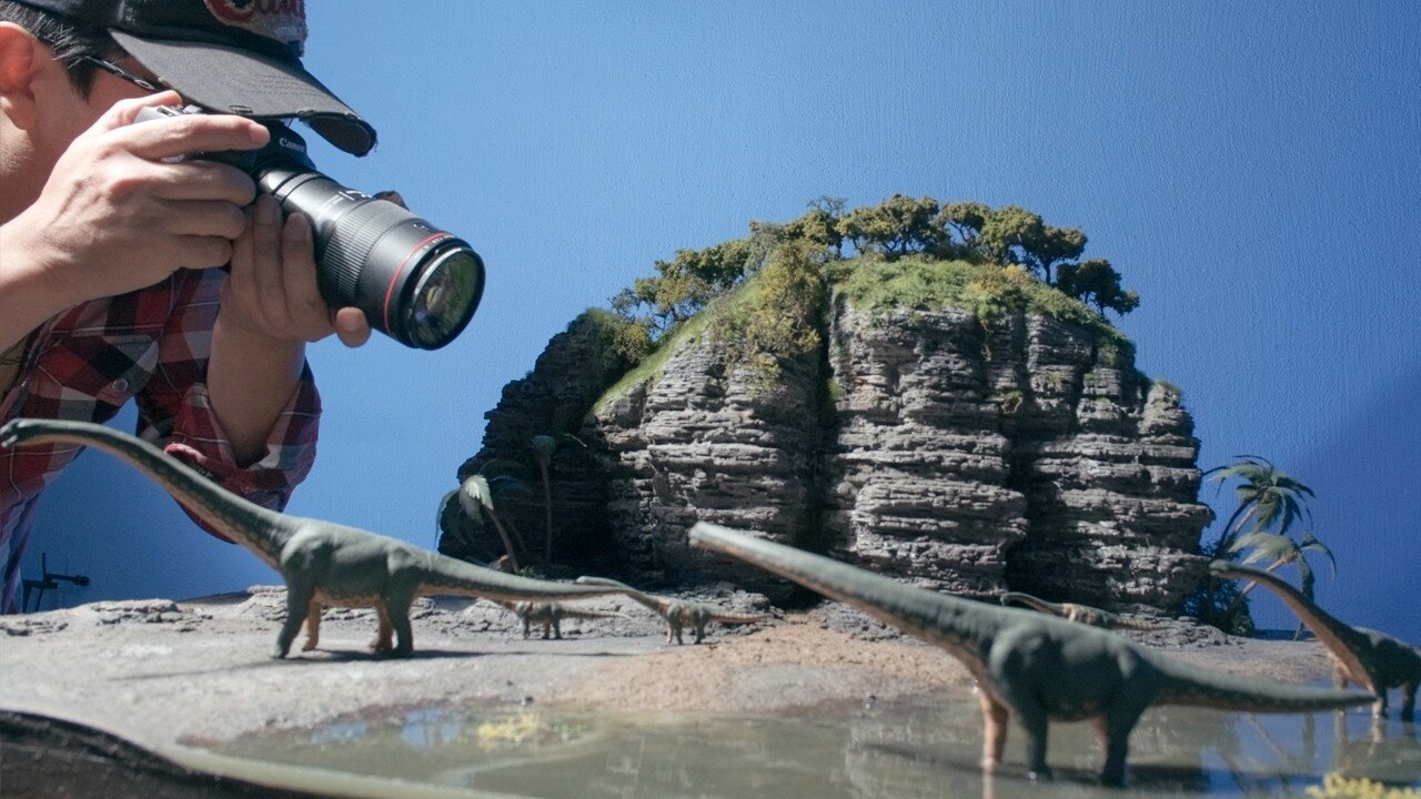 How to make a dinosaur and lakeside cliff rock diorama 1/100 scale