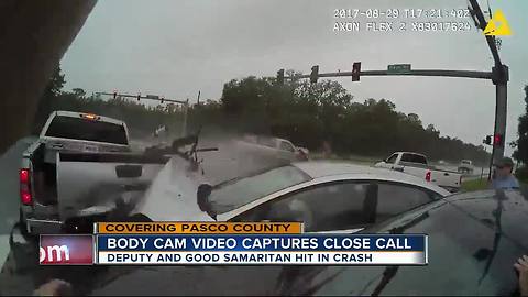 Dramatic video shows deputy and witness injured in domino effect crash