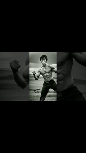 Bruce Lee Muscles in Masai Mara Park in Kenya AI Generated Video