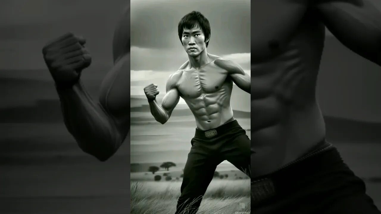 Bruce Lee Muscles in Masai Mara Park in Kenya AI Generated Video