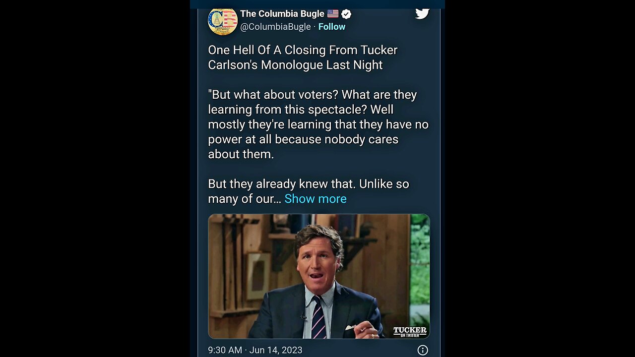 One Hell Of A Closing From Tucker Carlson's Monologue Last Night