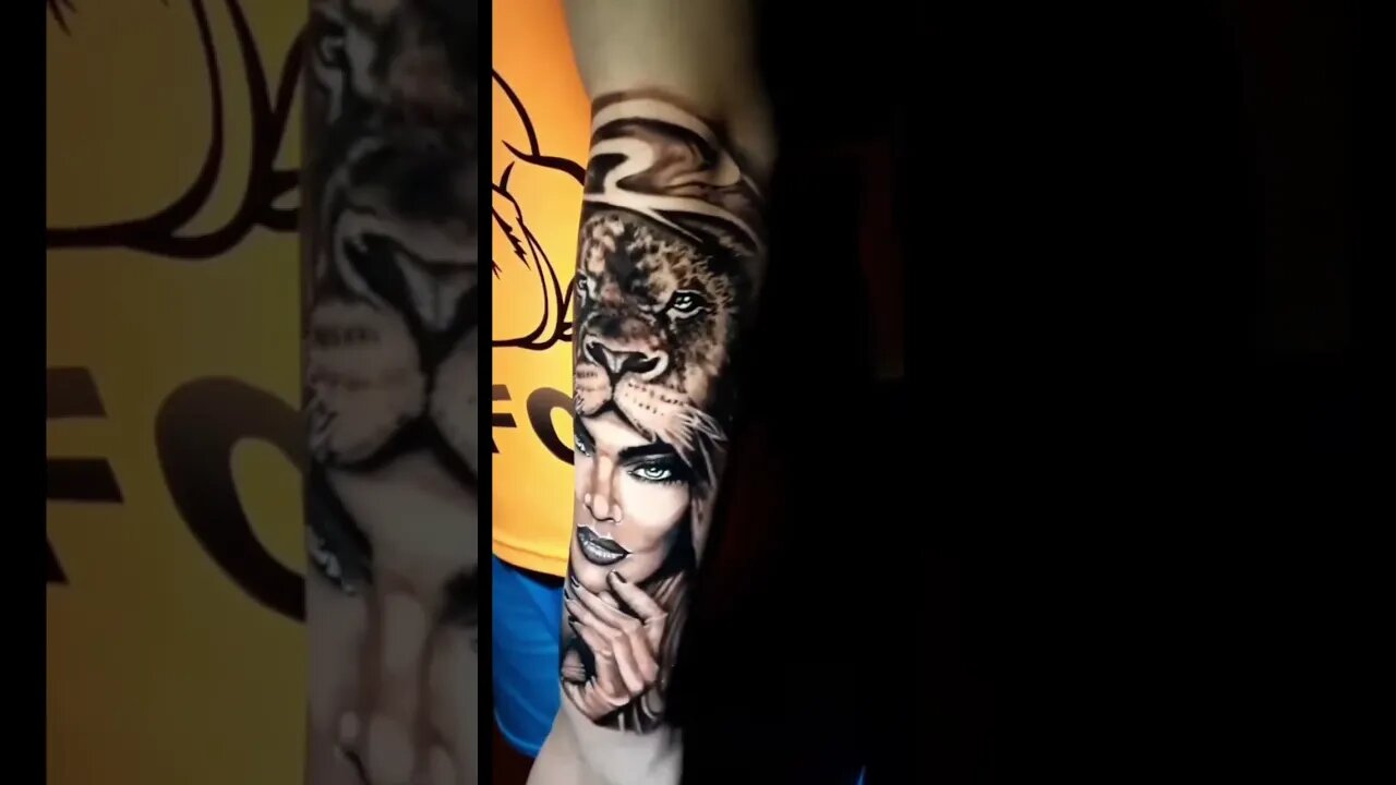 Mulher e leão #shorts siga meu perfil @Filipe Santos - Tattoo meta 1K 👽🔥
