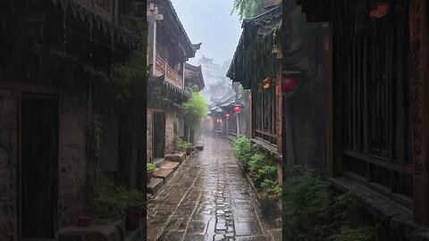 雨声助眠-古城街道微风细雨中享受雨声雷声伴随的放松、快速入睡ASMR#shorts #short #rain #rainsounds #sleep #shortsvideo #feel