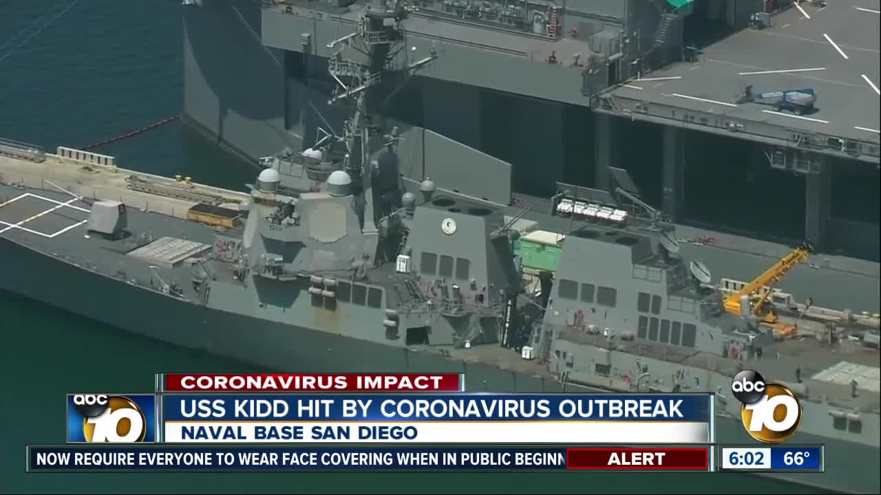 Navy ship dealing with virus outbreak docks in San Diego