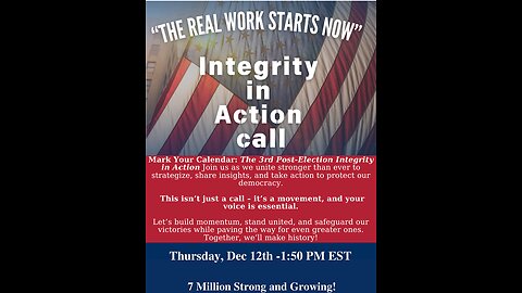 12/12 Livestream Integrity in Action Call focused on Election Security