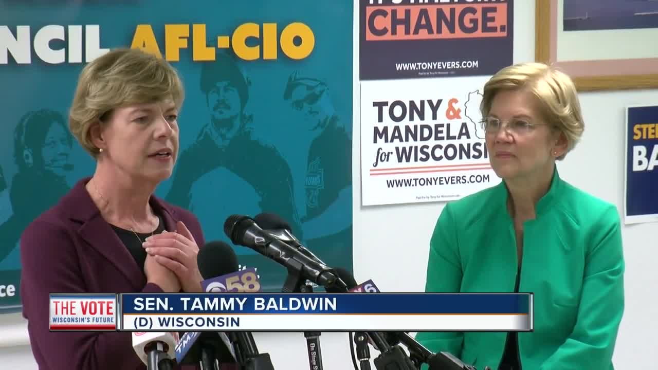 Sen. Elizabeth Warren campaigns for Wisconsin Sen. Tammy Baldwin