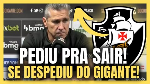 ACONTECEU HOJE! PEDIU PRA SAIR DO VASCO! NOTÍCIA DO VASCO