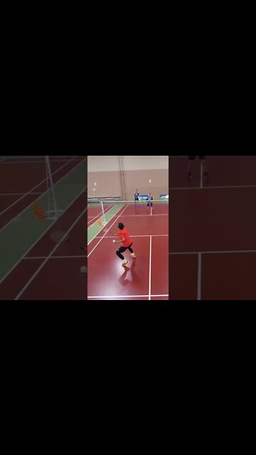 Badminton 4 Corners Defense Drill (1 vs 2 Rally) featuring Kowi Chandra #shorts