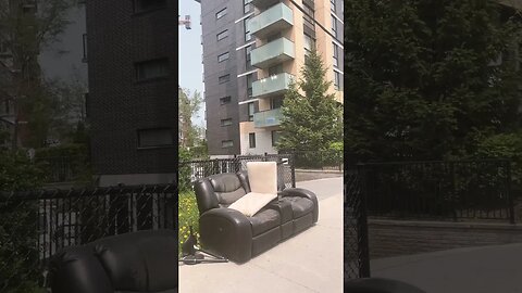 Street garbage including sofa