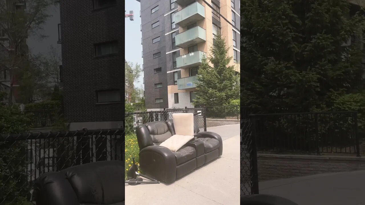 Street garbage including sofa
