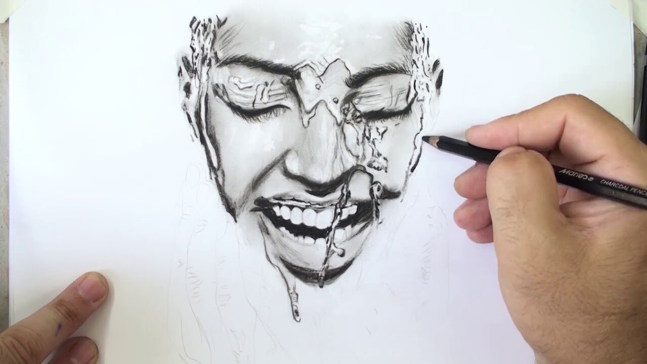 Drawing: Hyper Realistic Drawing of Water Face