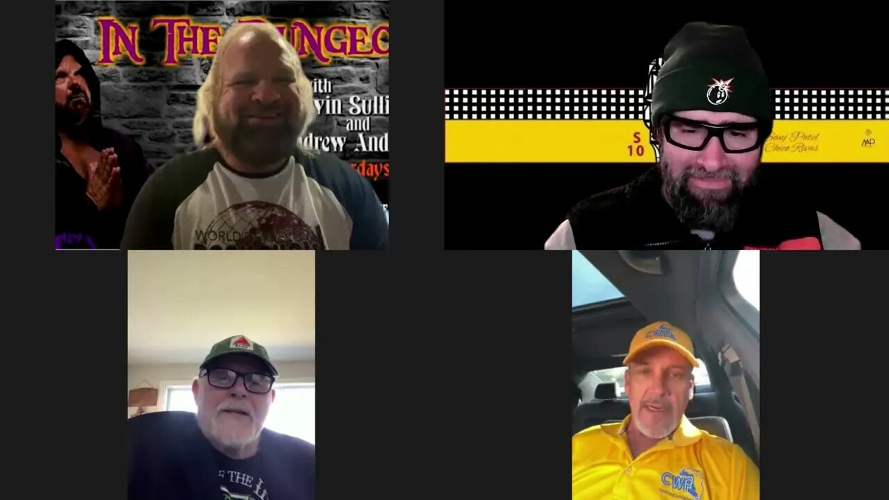 In The Dungeon Kevin Sullivan , Andrew Anderson , and Matty Rock with Guest CWF CEO Jeff Weaver