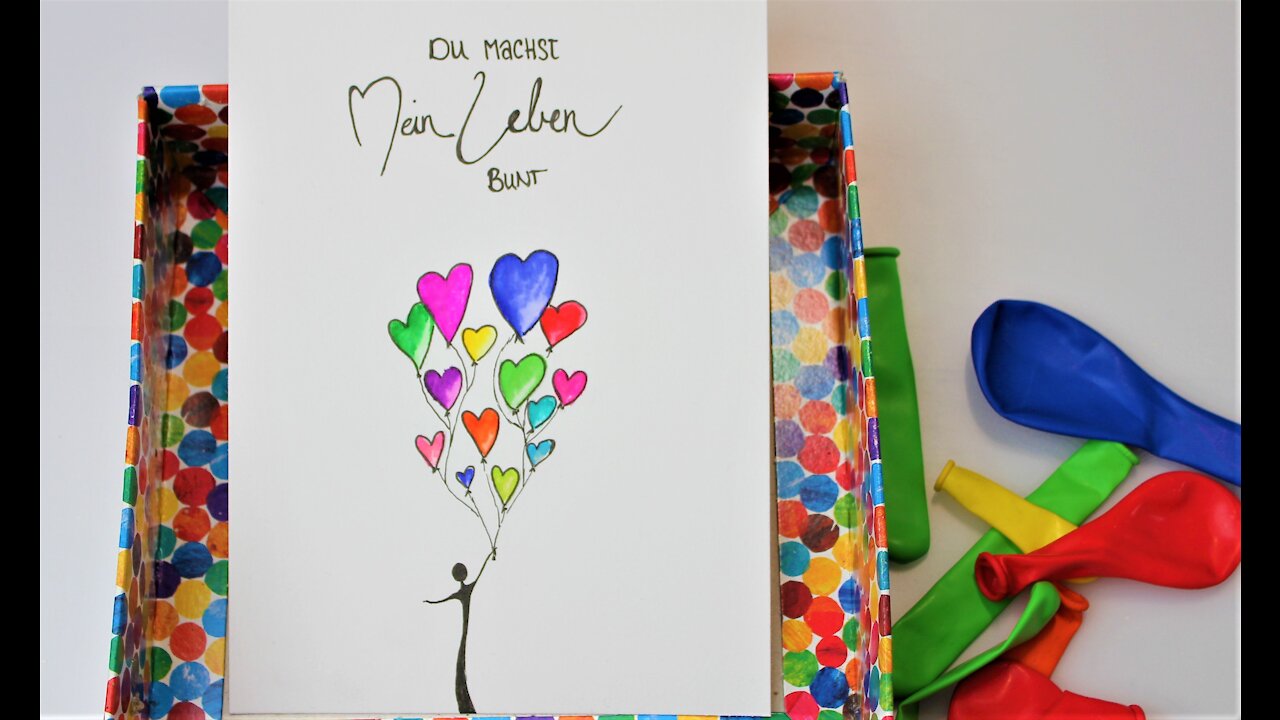 DIY Karte, Du machst mein Leben bunt / Dankeskarte zum selber malen / Geburtstagskarte