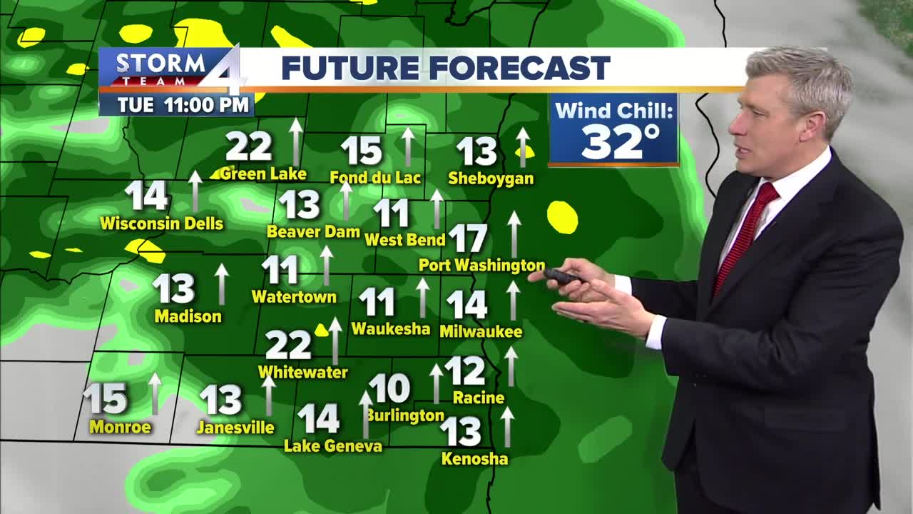 Scattered rain later in the day Tuesday