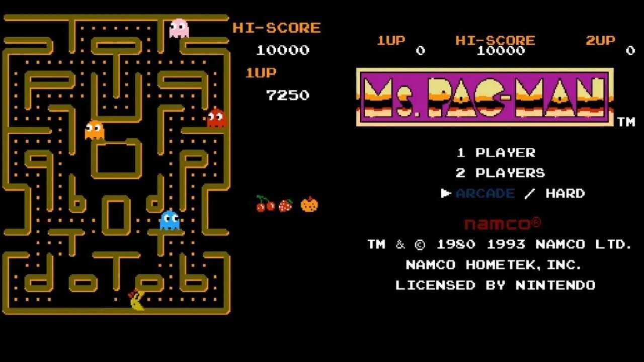 1982 Ms. Pac-Man. Arcade Game. No Commentary Gameplay. | Piso games