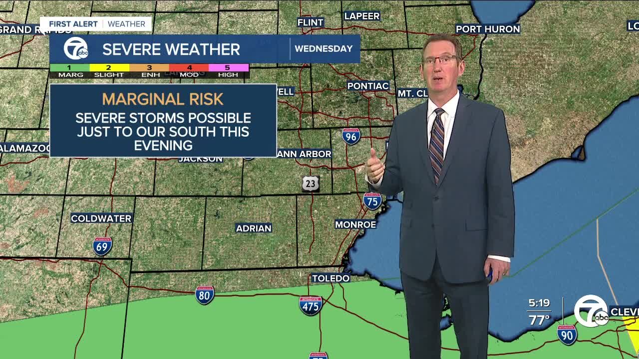 Isolated storms possible south