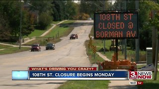 108th St. closure begins Monday