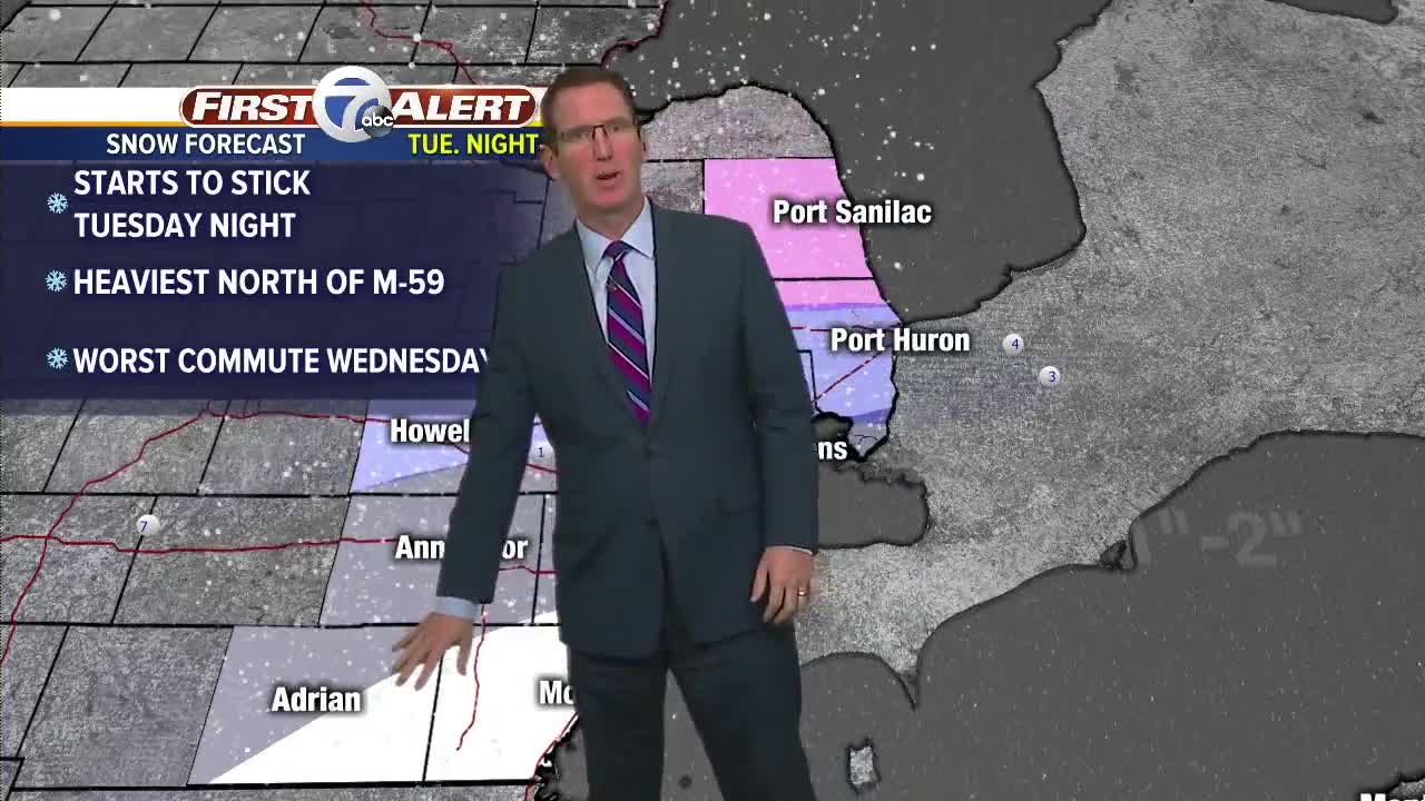 Clouds today, snow by Tuesday night