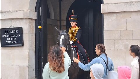 Horse bites her finger 😆 #horseguardsparade