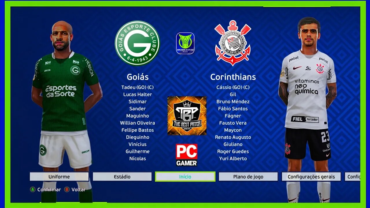 GOIÁS X CORINTHIANS - PES2021 PATCH THE BEST 9.9 - BRASILEIRÃO 2023 - SEGUNDA RODADA