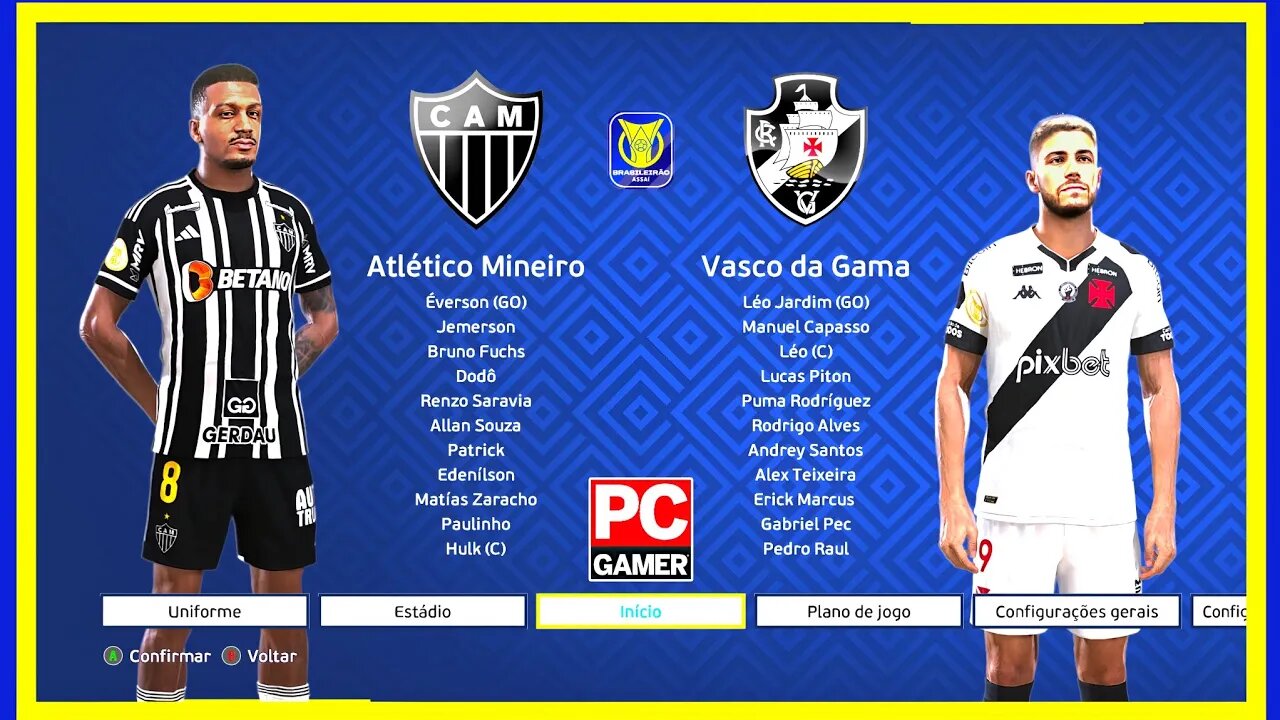 ATLÉTICO MG X VASCO - PES2021 PATCH THE BEST 9.8 - BRASILEIRÃO 2023 - PRIMEIRA RODADA