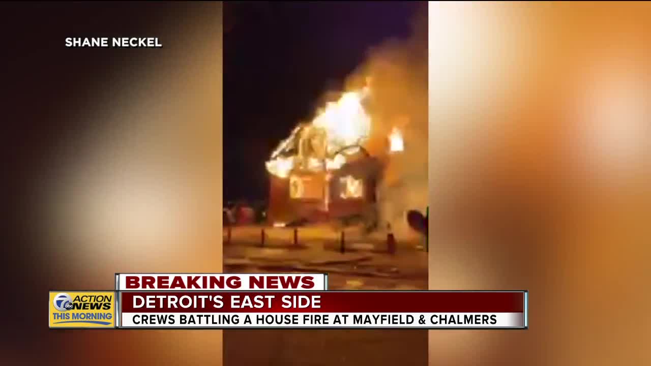 Crews battling house fire at Mayfield and Chalmers on Detroit'seast side