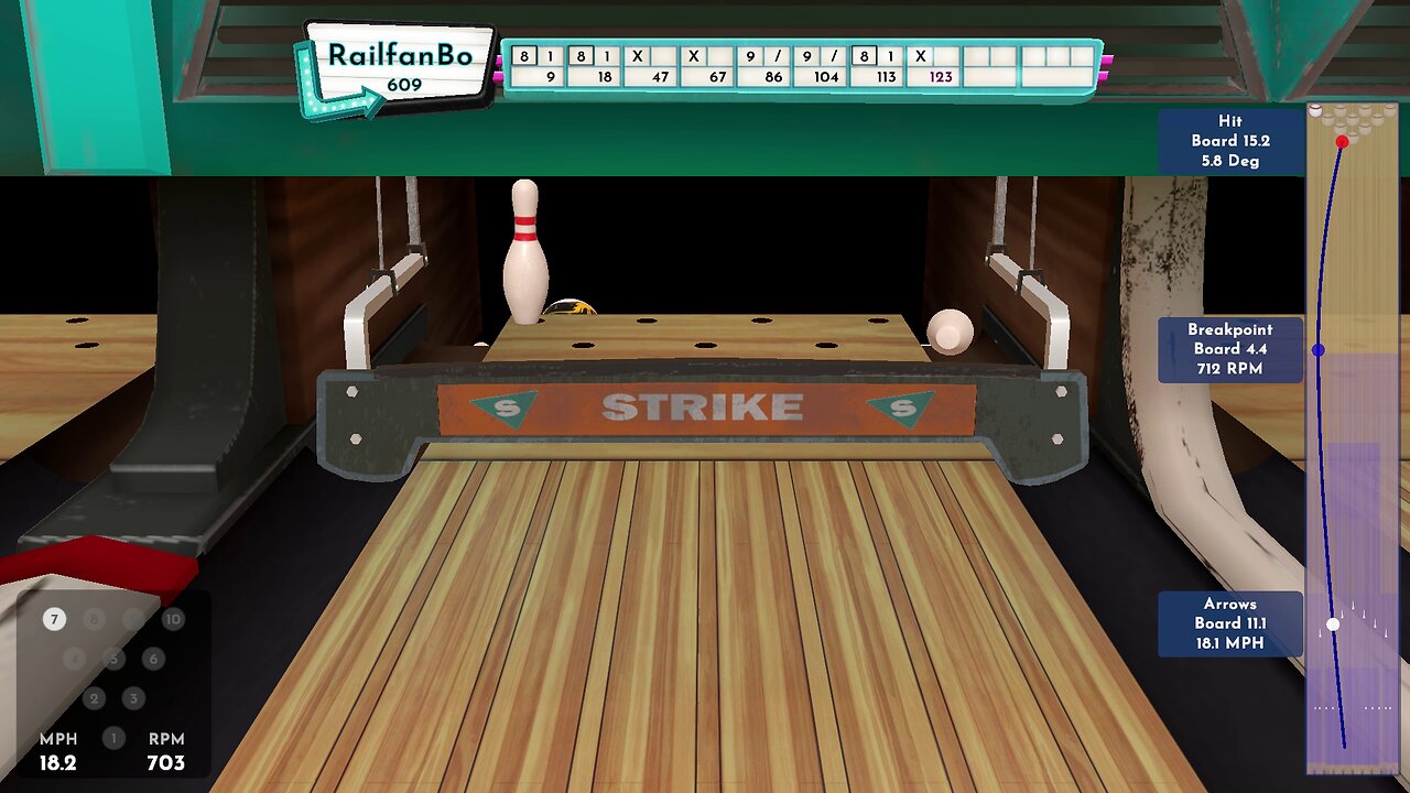 Yeah, just save the 7 pin from falling, why don't you (sarcasm)? (Premium Bowling)