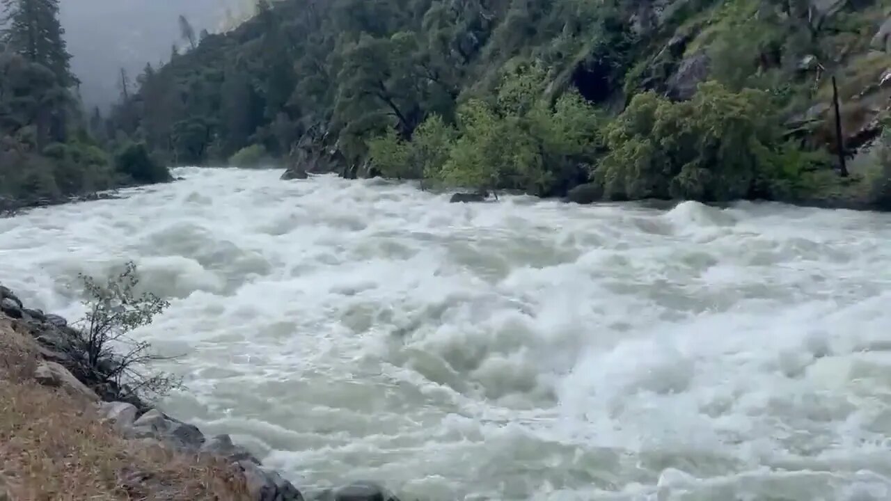 Merced River outside of Yosemite is roaring! Stay out of the Rivers!