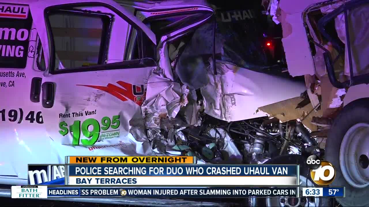 Driver, passenger flee after crashing U-Haul van in Bay Terraces