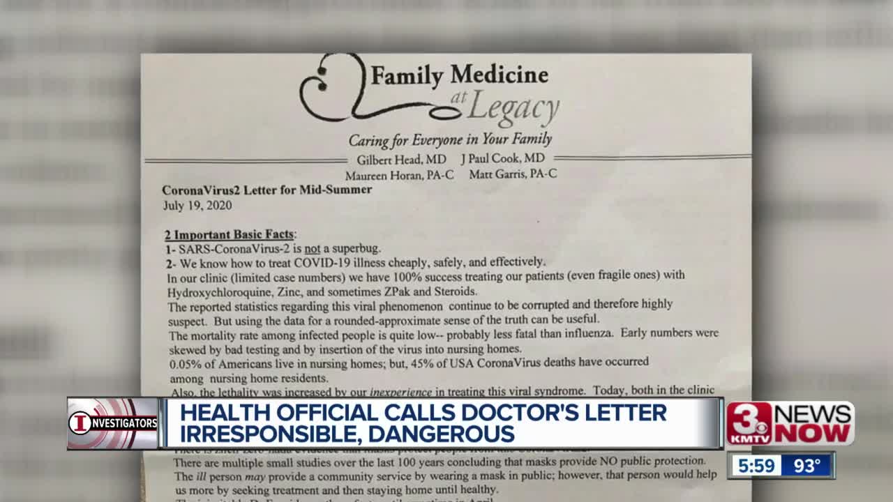 "Irresponsible and dangerous": Douglas County health official speaks out against COVID-19 letter