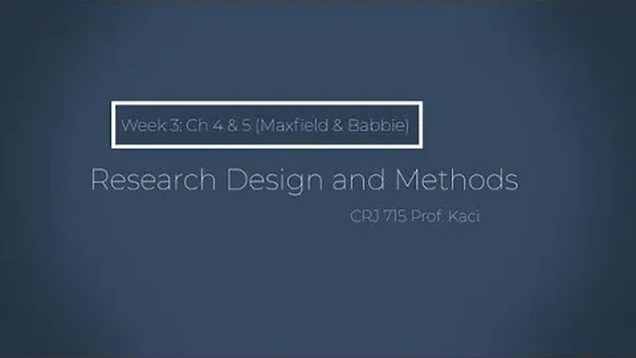 Research Methods- Week 3 Video Introduction