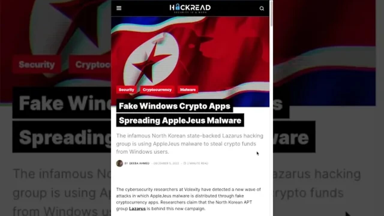 North Korean Hacking Group Lazarus Spreading AppleJeus Malware