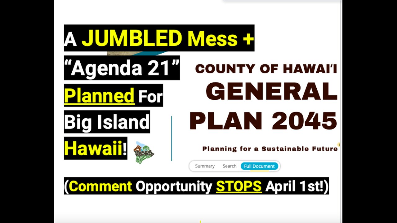 A Jumbled Mess + Agenda 21 Planned For Big Island Hawaii! (Comment opportunity ends April 1st!