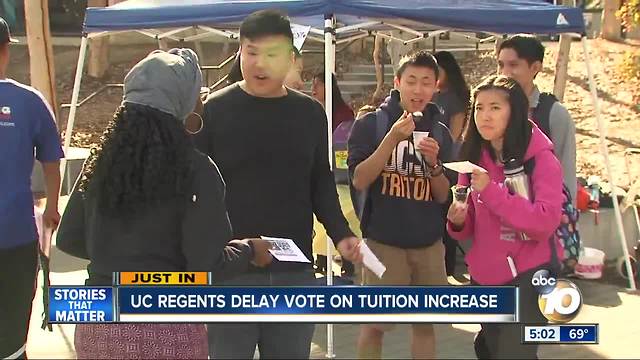 UC Regents delay vote on tuition increase