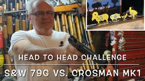 Head to head challenge, S&W 79G vs Crosman Mark 1 co2 target pistols plinking FTW!