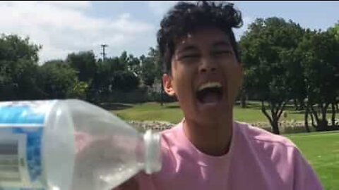 Young man impresses with Bottle Cap Challenge