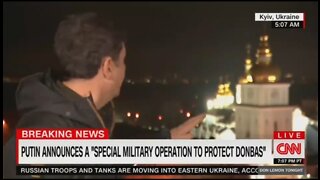 CNN Live Shot Interrupted By Explosions In Kiev