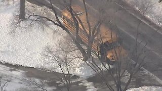 Chunk of ice shatters windshield of Utica school bus near M-53