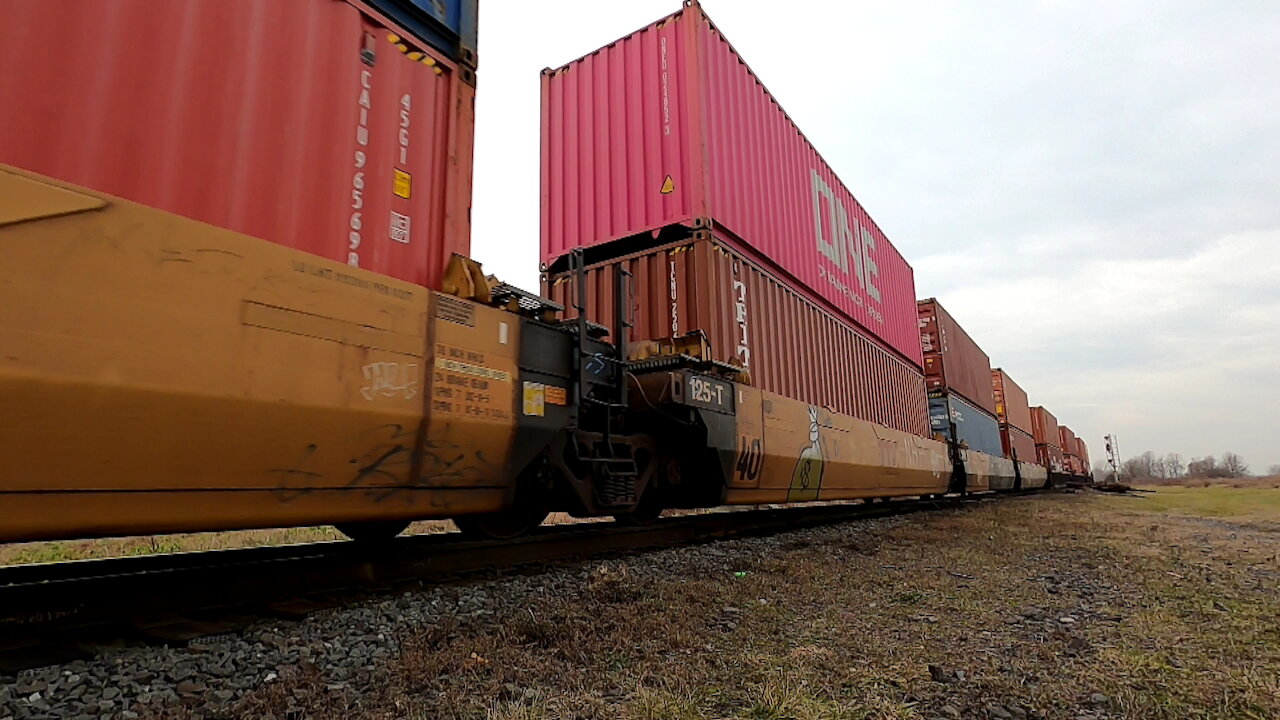 Train 148 Intermodal CN 3216 & CN 3003 Locomotives Eastbound In Ontario