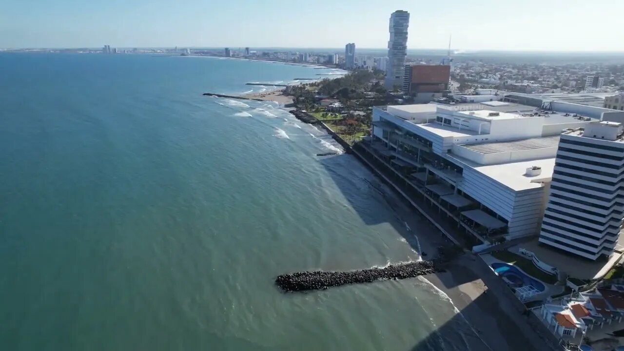 Aerial of Downtown Veracruz, Mexico! Beaches, Resorts and Mall area!