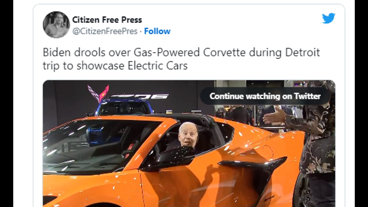 A FRIDAY FUNNY - BIDEN ON THE JOB TO PROMOTE EVs, DROLLS OVER & REVS A CORVETTE