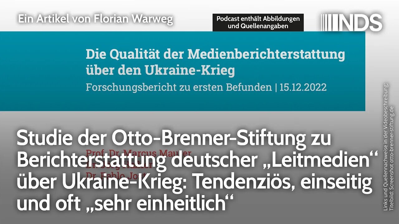 Studie zu Berichterstattung dt. Leitmedien zu Ukraine-Krieg: Tendenziös, einseitig, sehr einheitlich