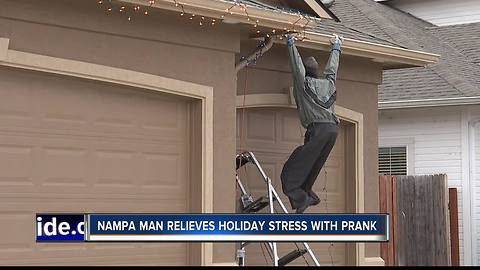 Nampa man pranks neighbors with "Gutterman" holiday decoration