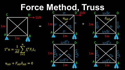 Force Method, Indeterminate Truss, Example - Structural Engineering