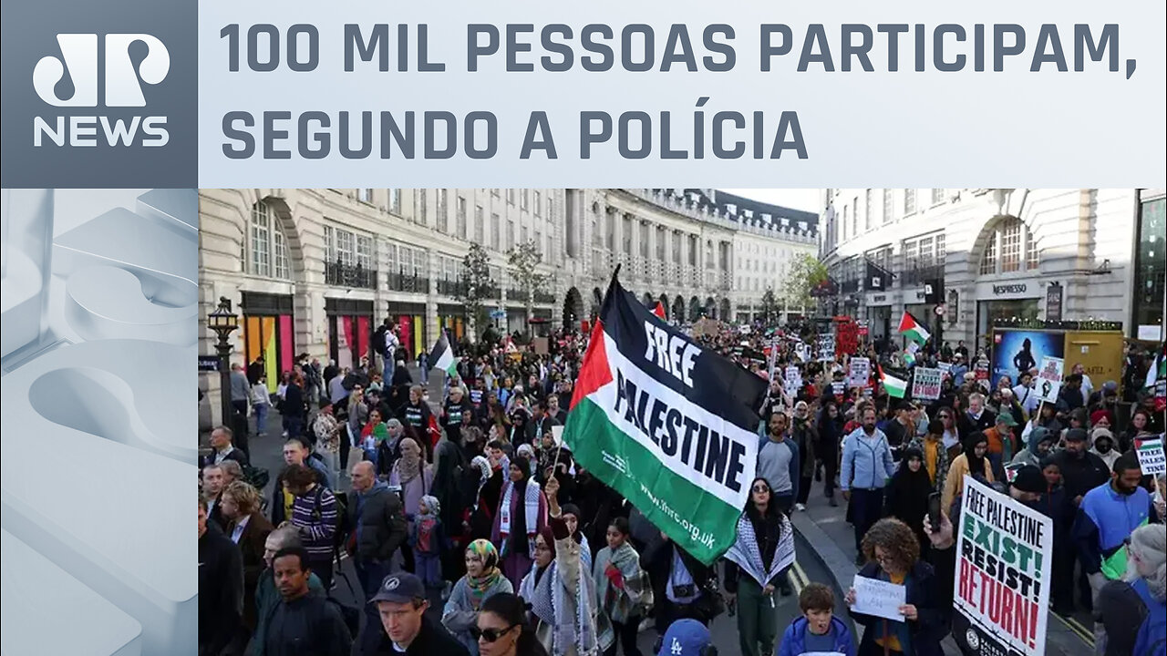 Manifestantes protestam a favor da Palestina em Londres