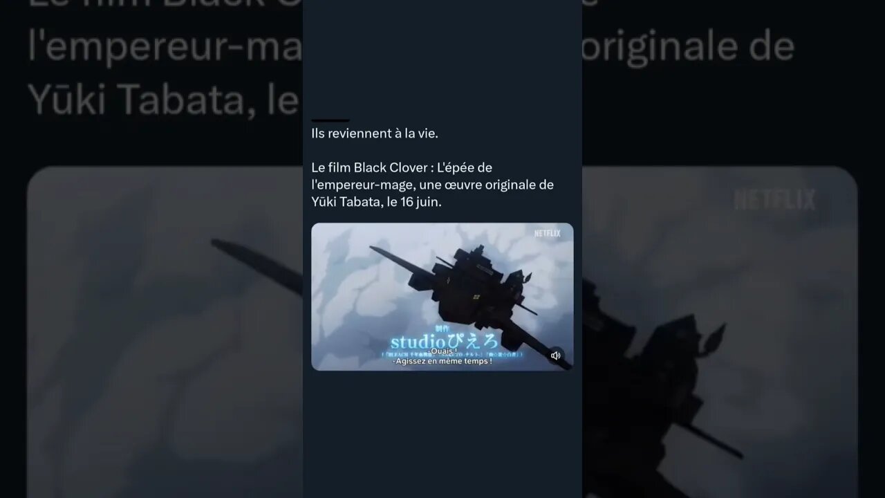 Le film Black Clover : L'épée de l'empereur-mage, une œuvre originale de Yūki Tabata, le 16 juin.