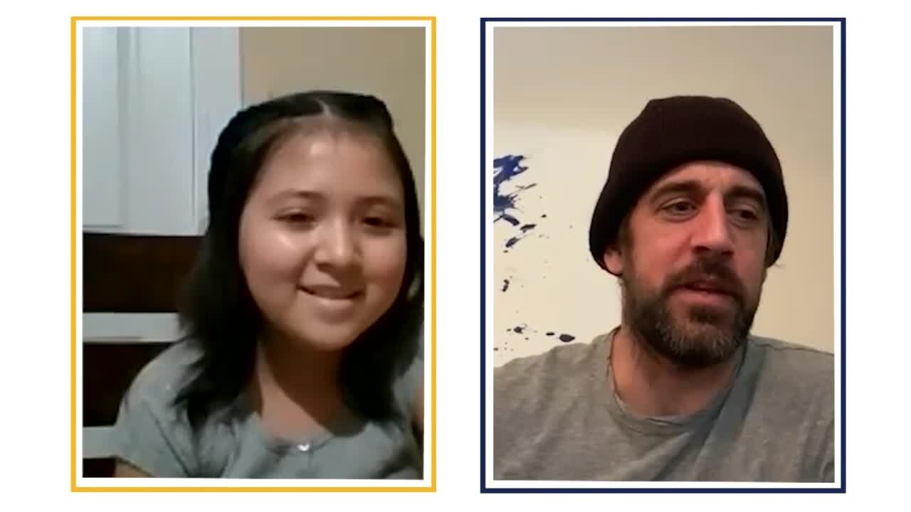 10-year-old girl with cancer interviews Aaron Rodgers